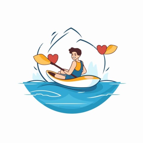 Man in a kayak. Vector illustration on a white background.