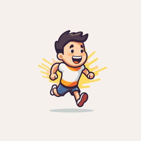 Boy running cartoon character vector design. Sport and active li