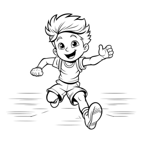 Running boy - Coloring book for kids. Vector illustration ready