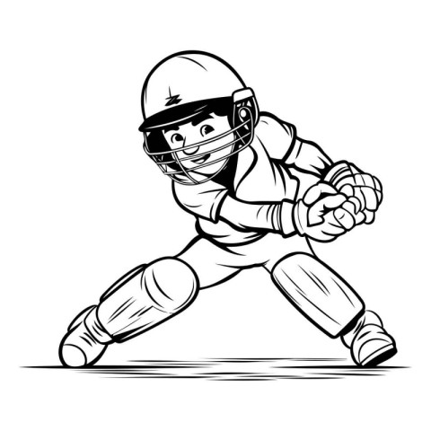 Cricket player running. Vector illustration ready for vinyl cutt