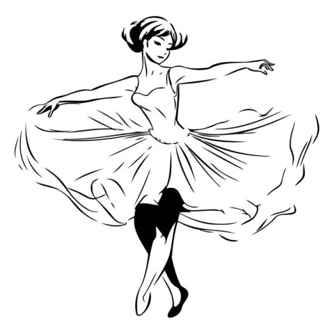 Beautiful ballerina dancing. sketch for your design. Vector illu