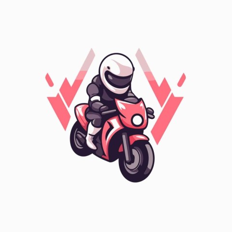 Vector illustration of a funny robot on a motorbike. Cartoon sty