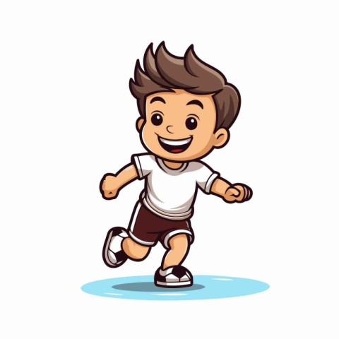 Running Boy - Cartoon Vector Illustration. Isolated On White Bac