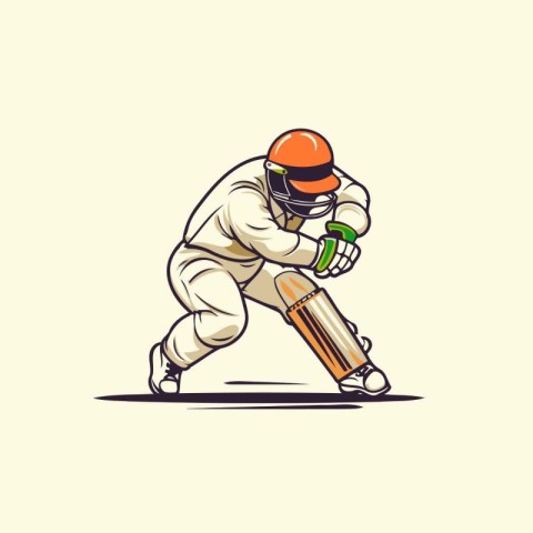 Cricket player in action. Vector illustration of cricket player.