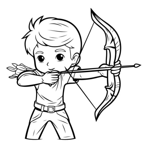 Cute Cupid Cartoon Mascot Character with Bow and Arrow