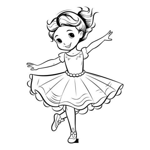 Cute little girl ballerina in a tutu. Vector illustration.