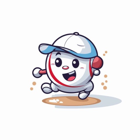 Cute astronaut character playing baseball. Vector flat cartoon i