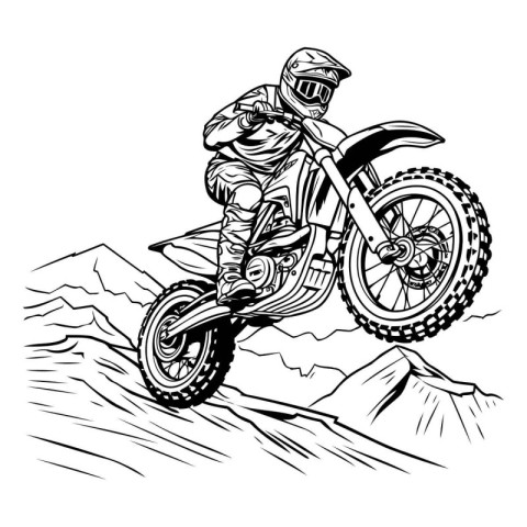 Motocross rider on the race. Vector illustration of a motocross