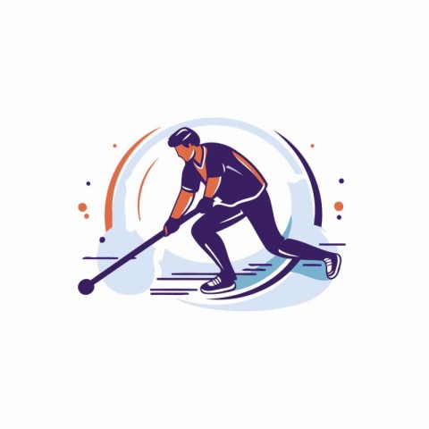 Ice hockey player vector logo design template. Ice hockey player