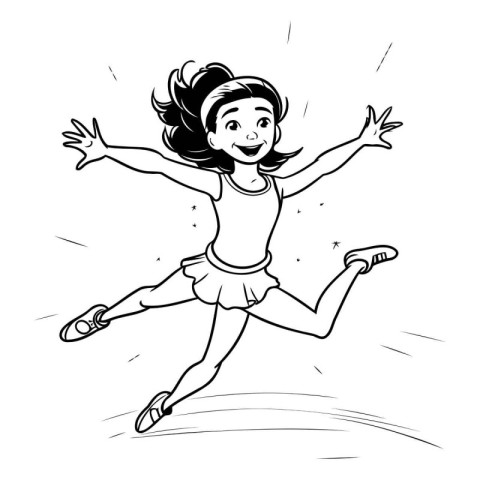 Cheerful girl jumping. Vector illustration of a happy girl jumpi