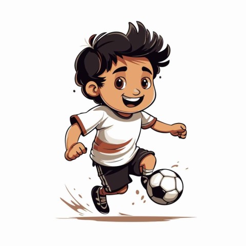 Vector illustration of a boy playing soccer. Isolated on white b