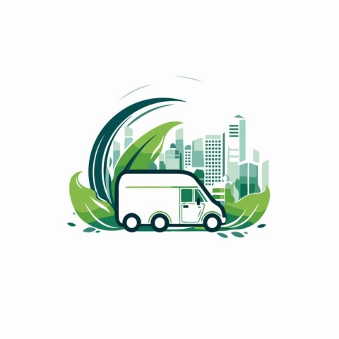 Ecology car vector logo design template. Green eco car logo conc