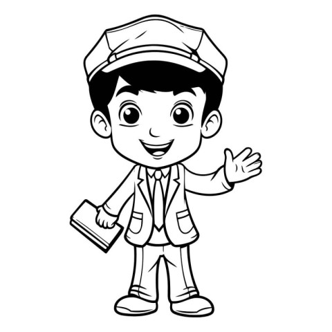 Cartoon Illustration of Cute Little Boy Captain Character for Co