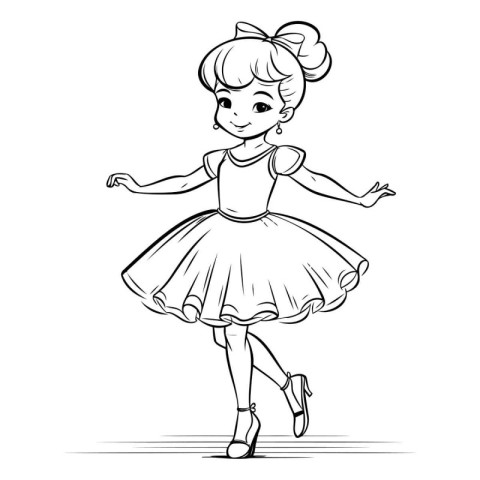 Cute little ballerina in a tutu. Vector illustration.