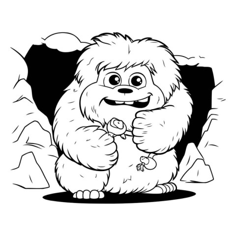 Black and White Cartoon Illustration of Cute Lion Animal Charact