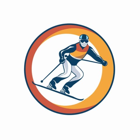 Cross-country skiing logo. Vector illustration of cross-country