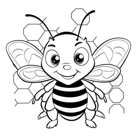 Coloring book for children: bee. Cartoon style. Vector illustrat