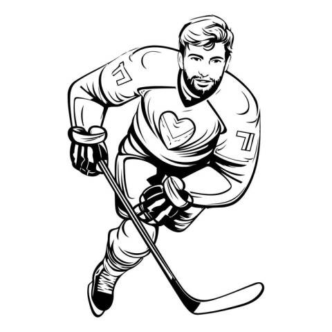 Hockey player with the stick. Vector illustration ready for viny