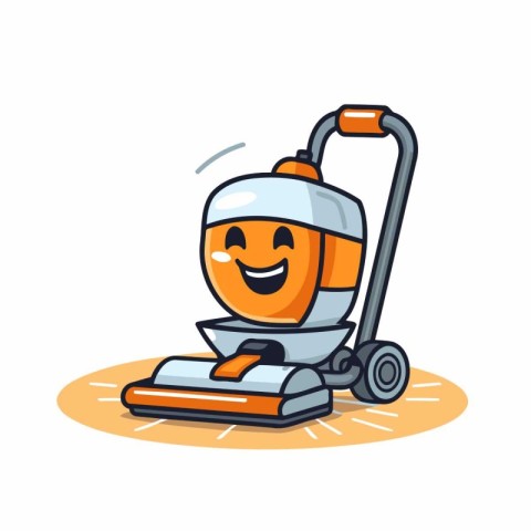 Cute cartoon vacuum cleaner character. Vector illustration isola