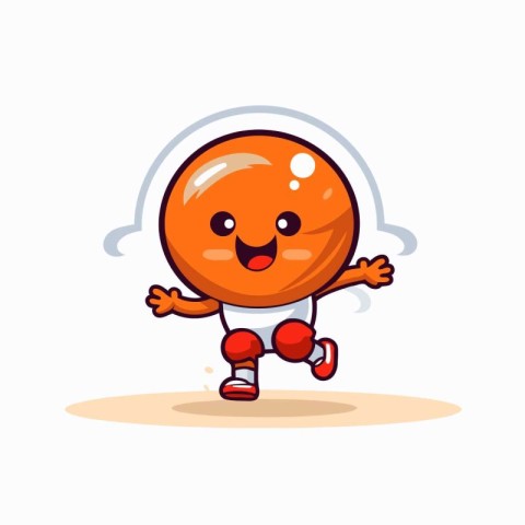 Cute orange cartoon character running. Vector illustration isola