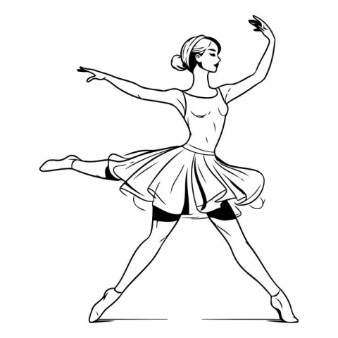 Beautiful ballerina in a tutu. Sketch. Vector illustration.