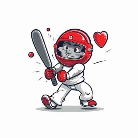 Cricket player with baseball bat and ball cartoon mascot vector