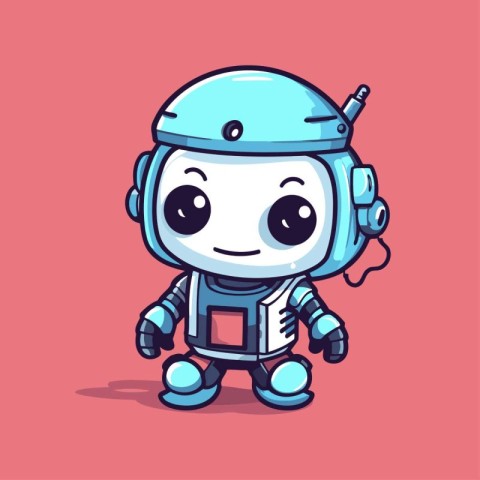 Cute cartoon robot vector illustration. Cute little robot charac