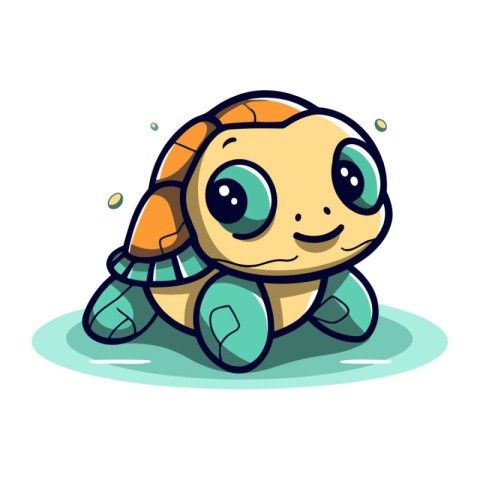 Cute cartoon turtle. Vector illustration isolated on a white bac