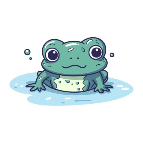 Frog in water. Cute cartoon character. Vector illustration.