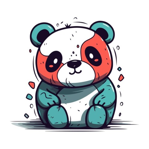 Cute panda cartoon vector illustration. Hand drawn panda charact