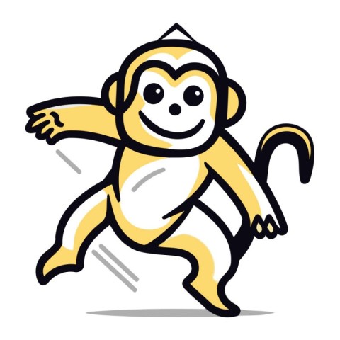 Monkey cartoon character. Vector illustration isolated on a whit