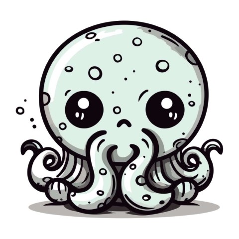 Cute Octopus Cartoon Mascot Character Vector Illustration.