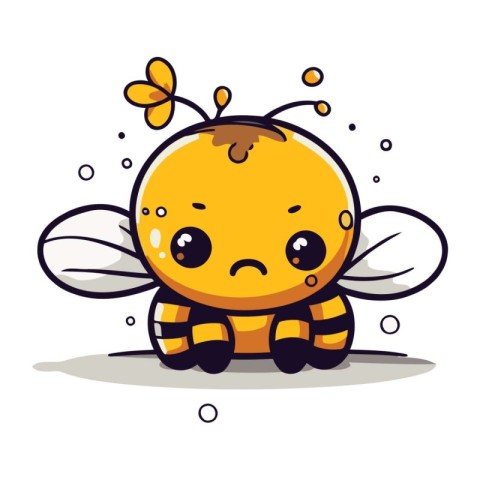 cute bee cartoon character vector illustration design. cute bee