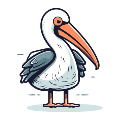 Cartoon pelican. Vector illustration. Isolated on white backgrou