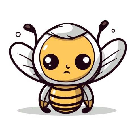 Cute Bee Cartoon Mascot Character. Vector Illustration.