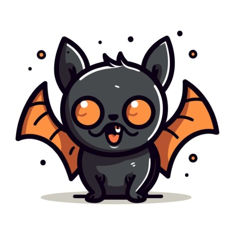 Cute cartoon bat. Vector illustration. Isolated on white backgro