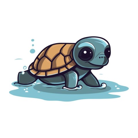 Cute cartoon turtle. Vector illustration isolated on a white bac