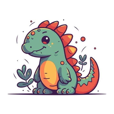 Cute cartoon dinosaur. Vector illustration isolated on a white b