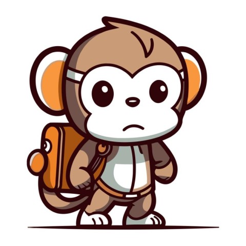 Monkey cartoon character. Vector illustration of a monkey with b