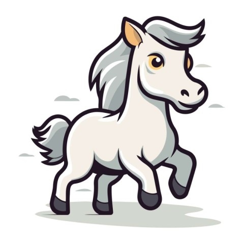 White Horse Cartoon Mascot Character Vector Illustration Isolate