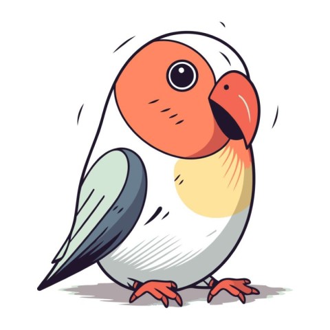 Cartoon parrot. Vector illustration isolated on a white backgrou