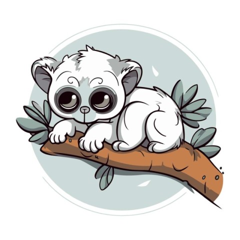 Cute koala sitting on a tree branch. Vector illustration.