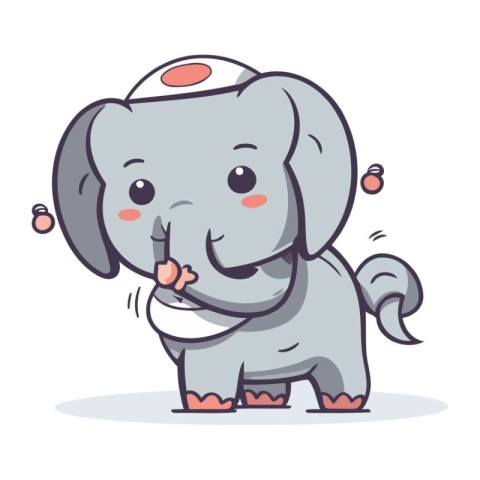 Cute elephant cartoon vector illustration. Cute baby elephant ch