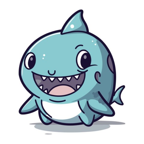 Smiling shark character cartoon mascot vector illustration. Cute