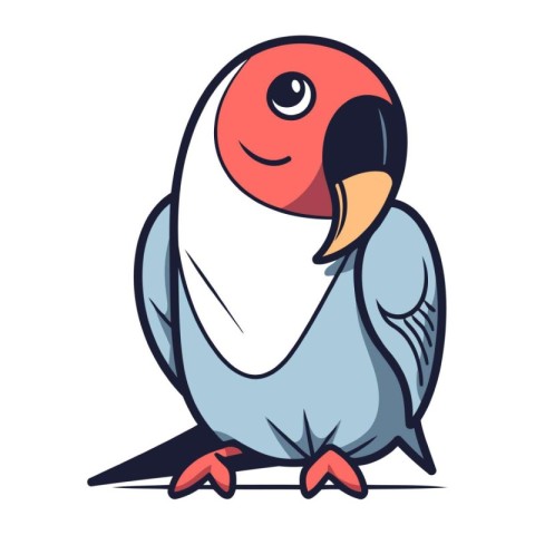 Cute parrot isolated on a white background. Vector illustration.