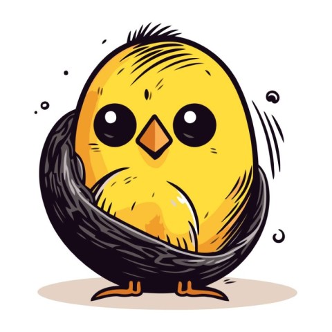 Cute little chick in a nest. Vector illustration on white backgr