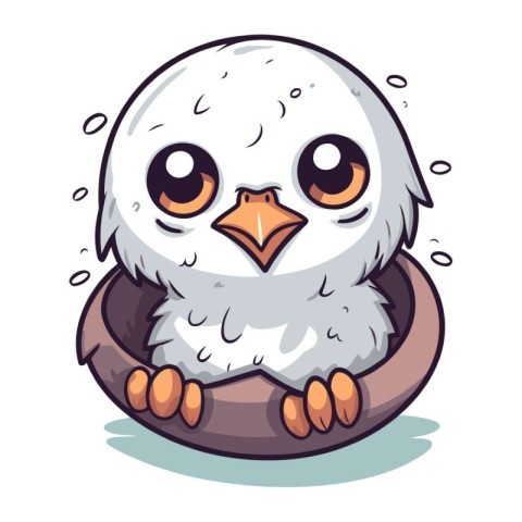 Cute owl in a nest. Vector illustration isolated on white backgr