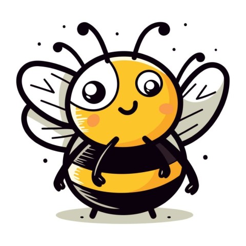 Cute cartoon bee isolated on a white background. Vector illustra