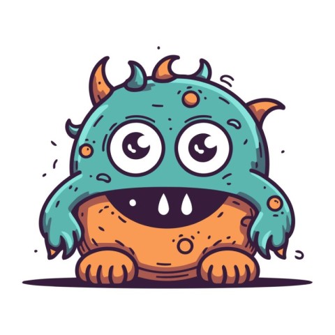 Funny cartoon monster. Vector illustration. Isolated on white ba