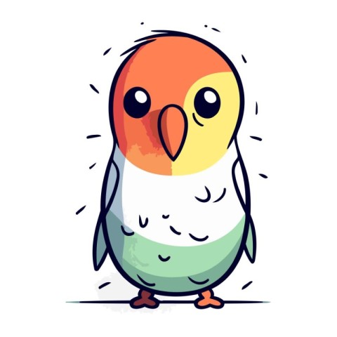 Cute parrot. Vector illustration. Isolated on white background.